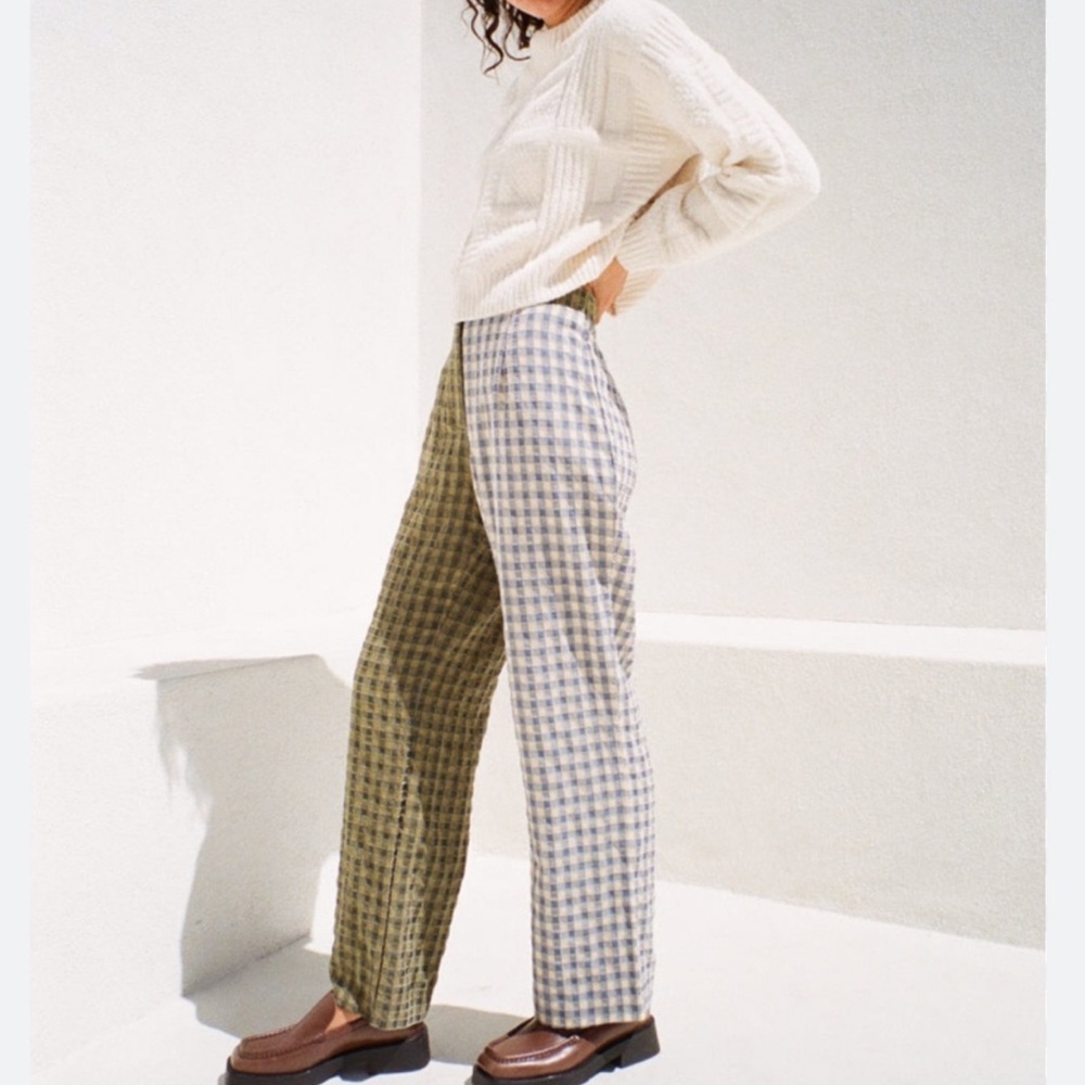 Lisa Says Gah Diane Trouser - Green/Blue Gingham. Great condition.